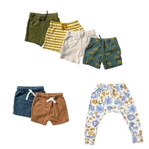 Baby Shorts and Pant Bundle 9M Organic Cotton Neutral Fun Summer Lot 7 Pieces
